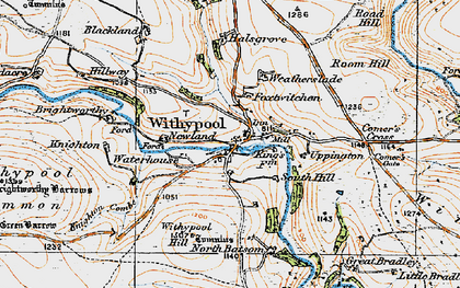 Old map of Brightworthy Barrows in 1919