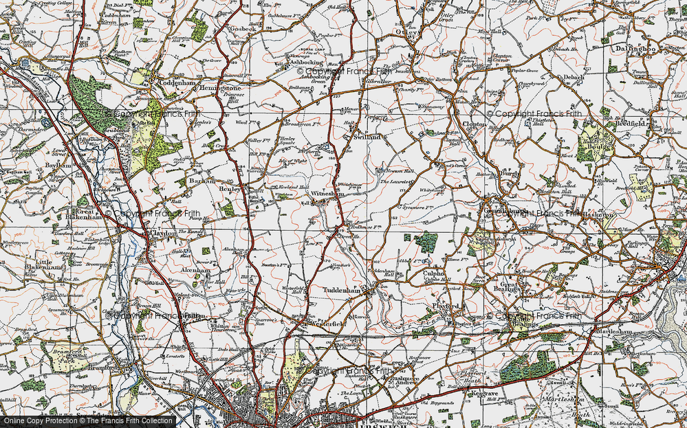 Old Map of Witnesham, 1921 in 1921