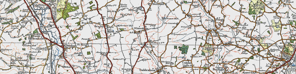Old map of Witnesham in 1921