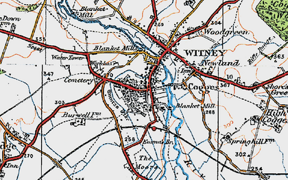 Old map of Witney in 1919