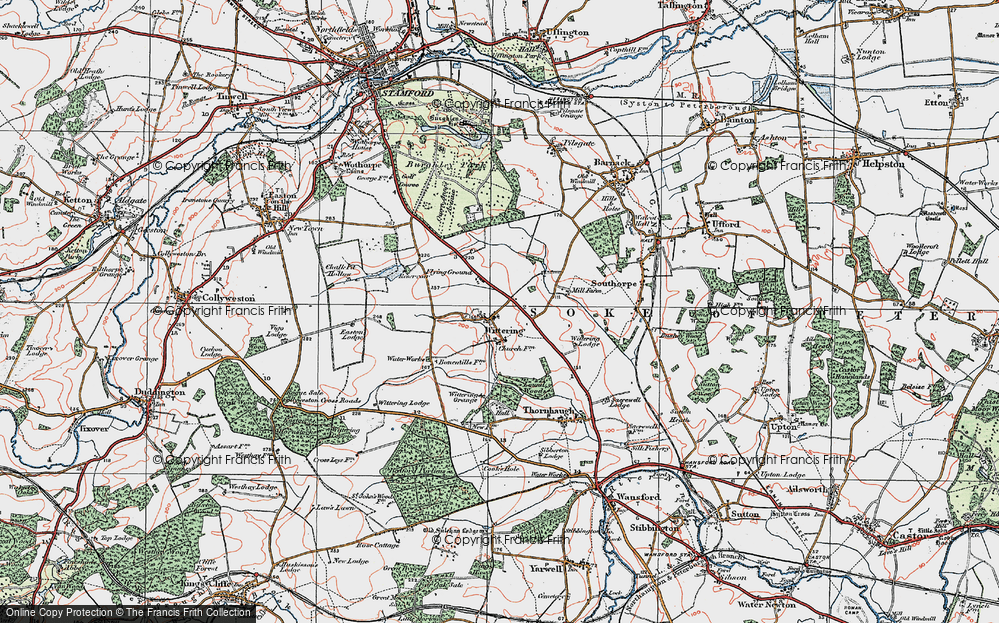 Old Map of Wittering, 1922 in 1922