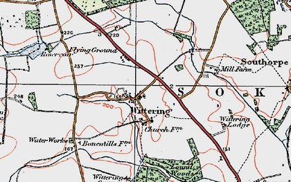 Old map of Wittering in 1922