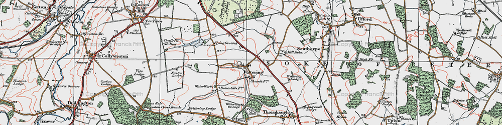 Old map of Wittering in 1922