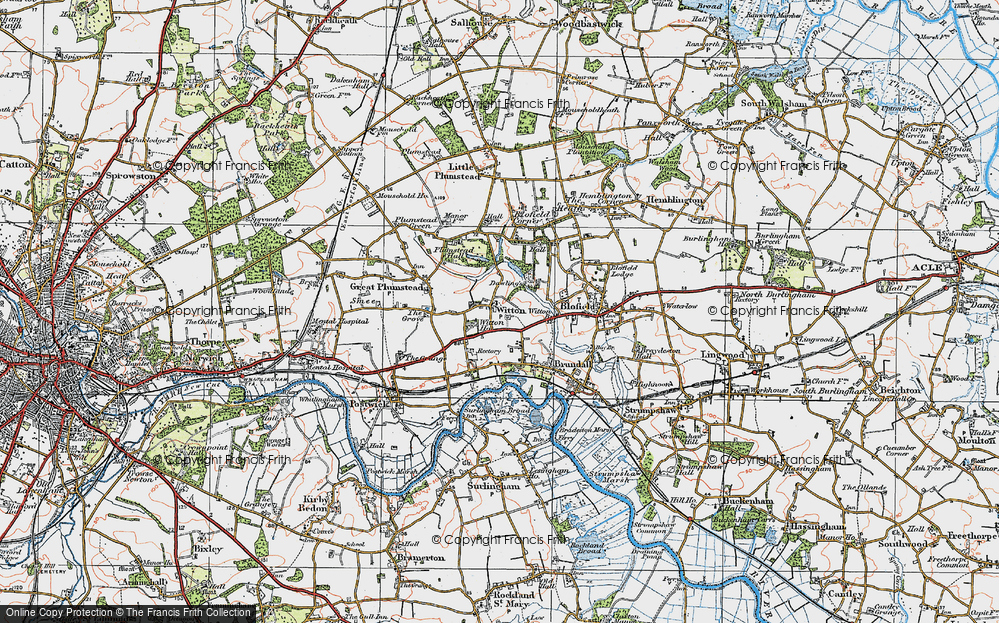 Old Map of Historic Map covering Witton Ho in 1922