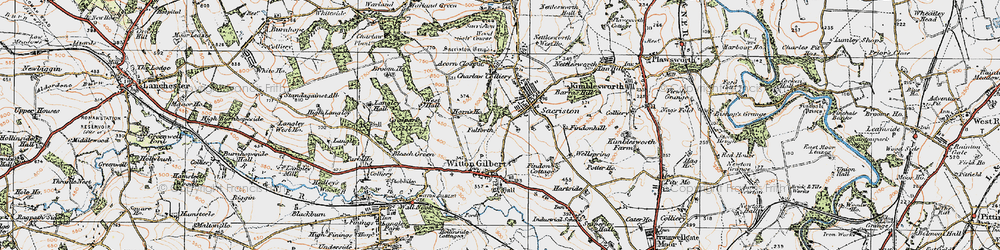 Old map of Witton Gilbert in 1925