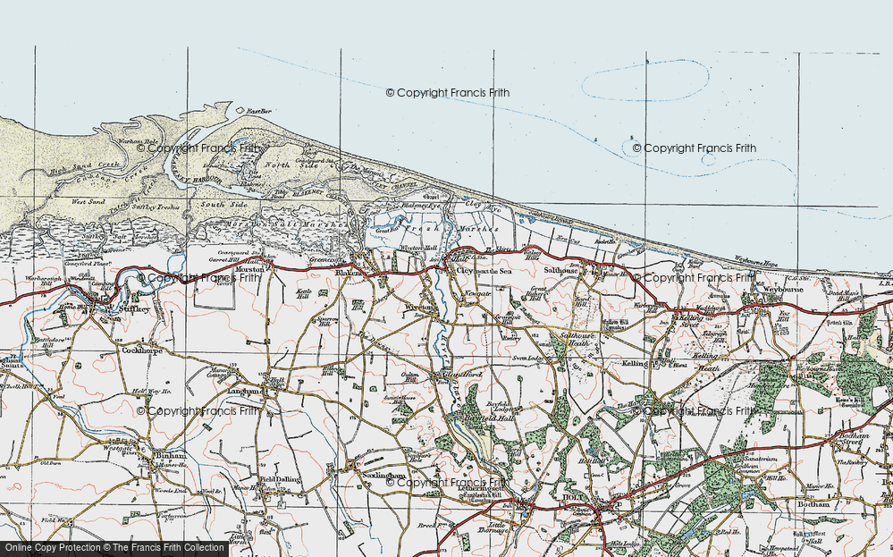 Old Map of Historic Map covering Blakeney Eye in 1921