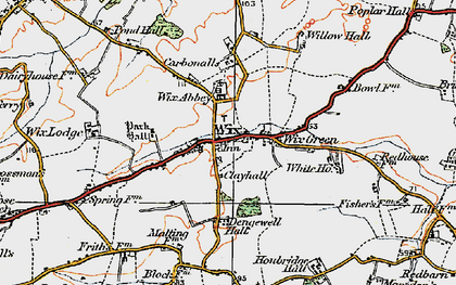 Old map of Wix Abbey in 1921