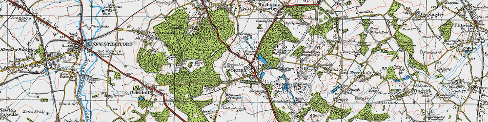 Old map of Woburn in 1919