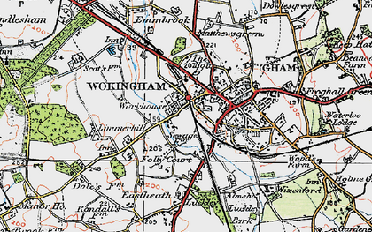 Old map of Wokingham in 1919