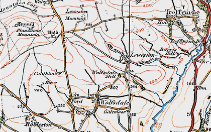 Old map of Leweston Mountain in 1922