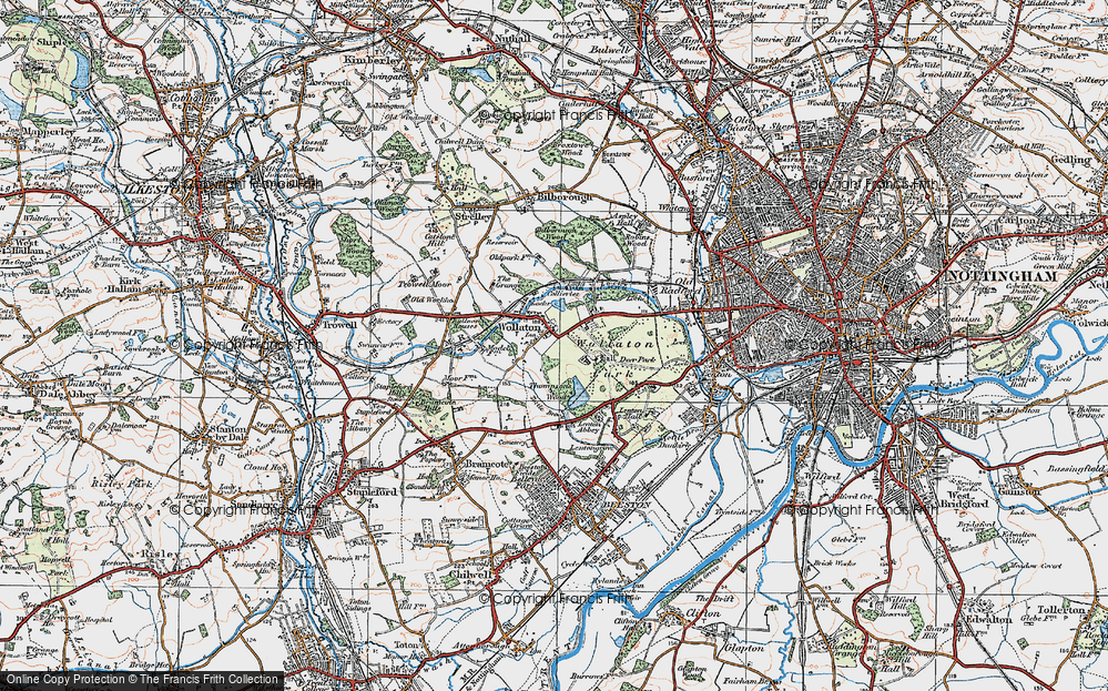 Old Map of Wollaton, 1921 in 1921