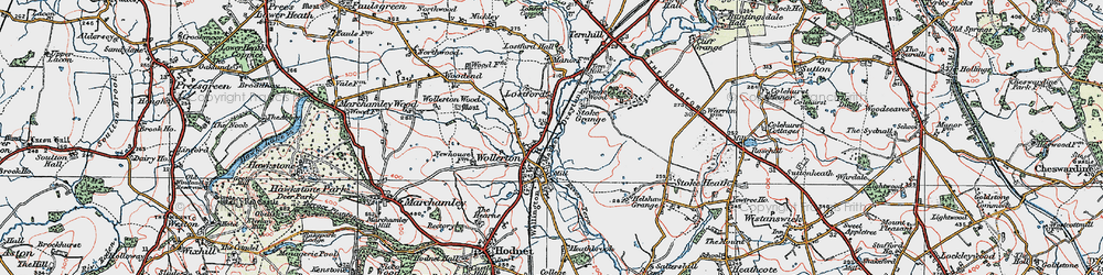 Old map of Wollerton in 1921