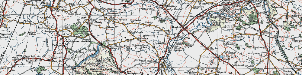Old map of Wollerton Wood in 1921