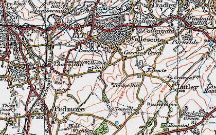 Old map of Wollescote in 1921