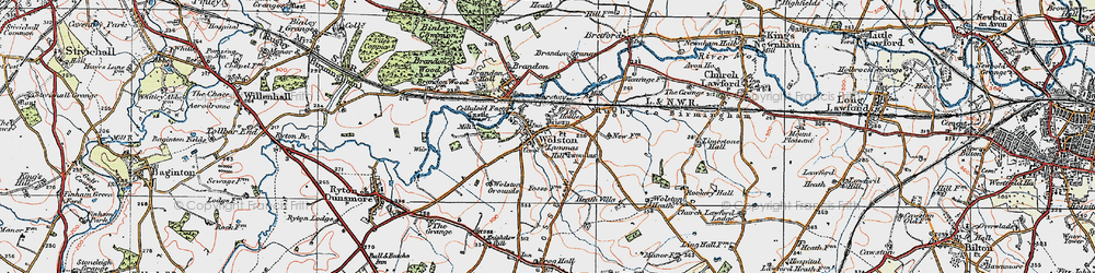 Old map of Wolston in 1920