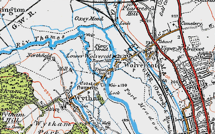 Old map of Godstow Abbey in 1919