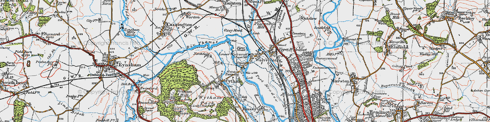 Old map of Wolvercote in 1919