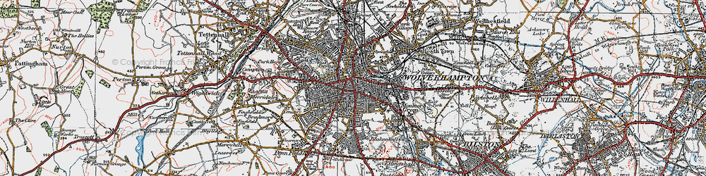 Old map of Wolverhampton in 1921