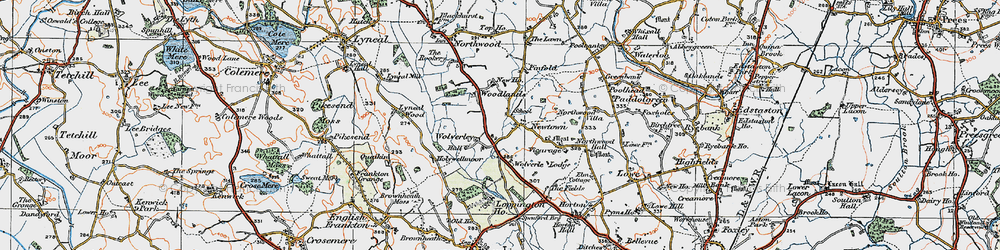 Old map of Wolverley in 1921
