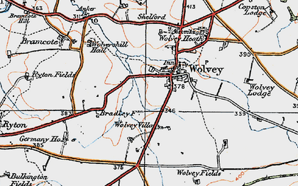 Old map of Wolvey in 1920