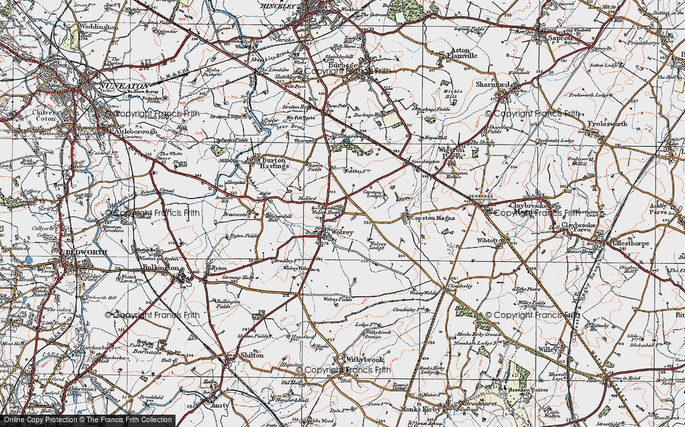 Old Map of Wolvey Heath, 1920 in 1920