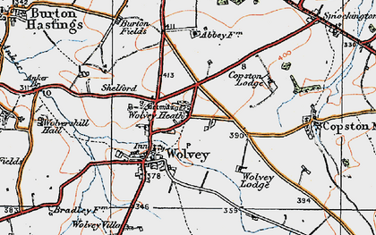 Old map of Wolvey Heath in 1920