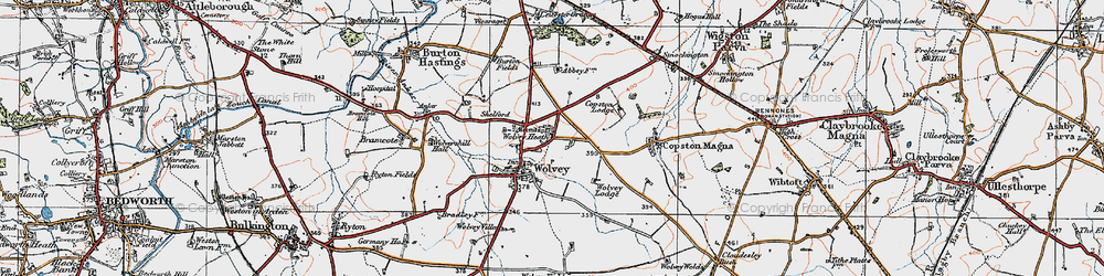 Old map of Wolvey Heath in 1920