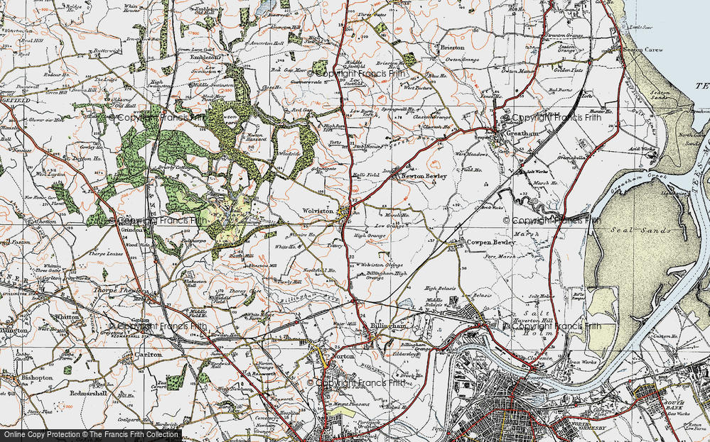 Old Map of Wolviston, 1925 in 1925