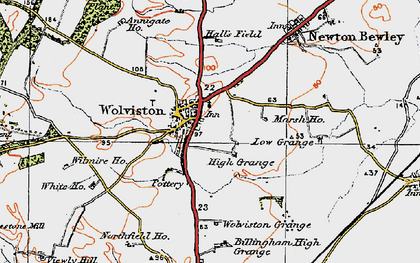 Old map of Wolviston in 1925