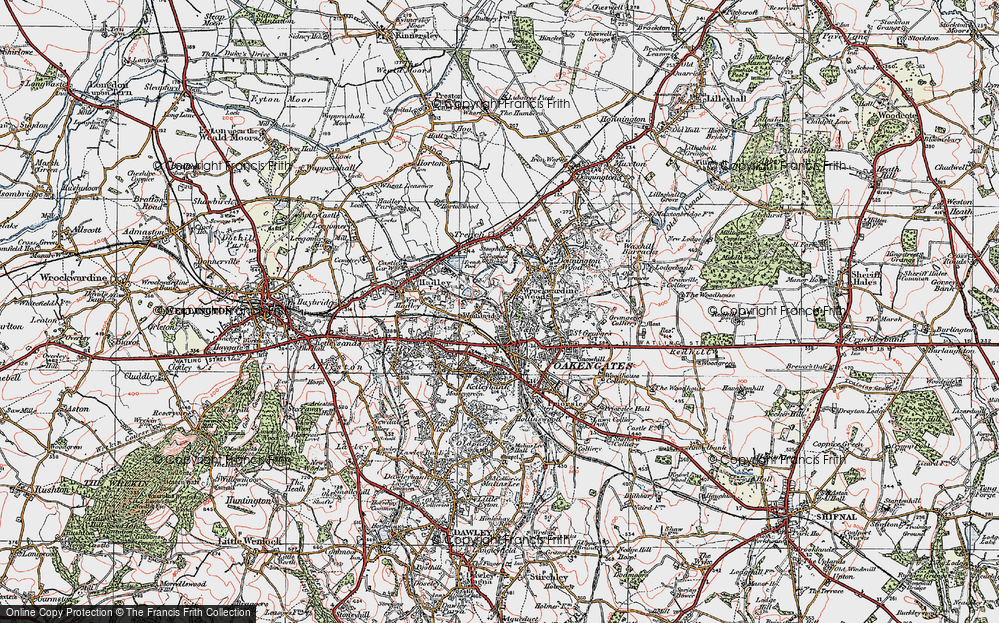 Old Map of Wombridge, 1921 in 1921