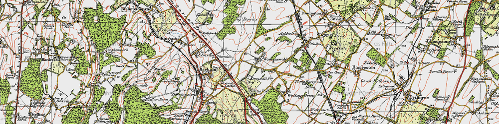 Old map of Womenswold in 1920