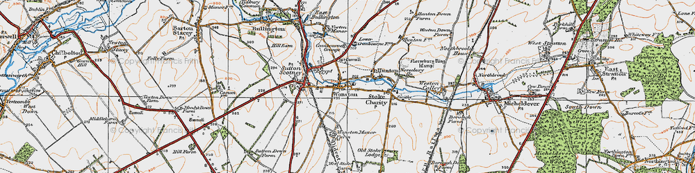 Old map of Wonston in 1919