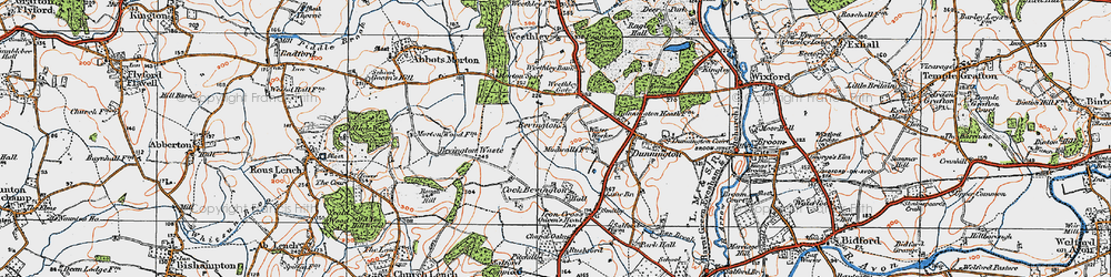 Old map of Wood Bevington in 1919