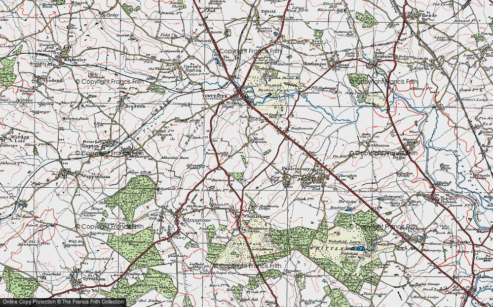 Old Map of Wood Burcote, 1919 in 1919