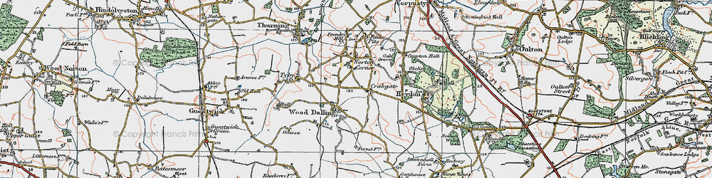 Old map of Wood Dalling in 1921