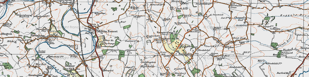 Old map of Wood End in 1919