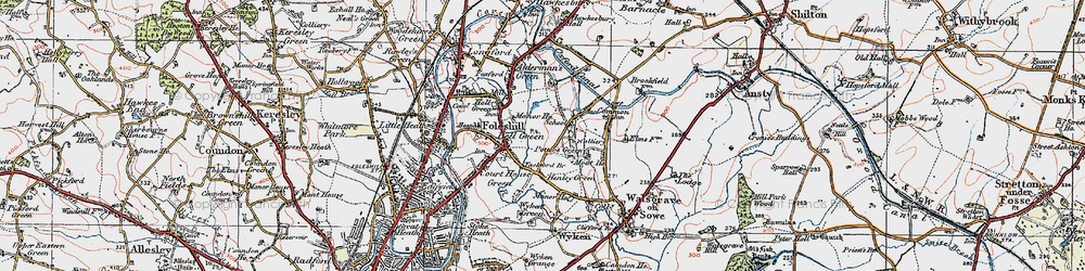 Old map of Wood End in 1920