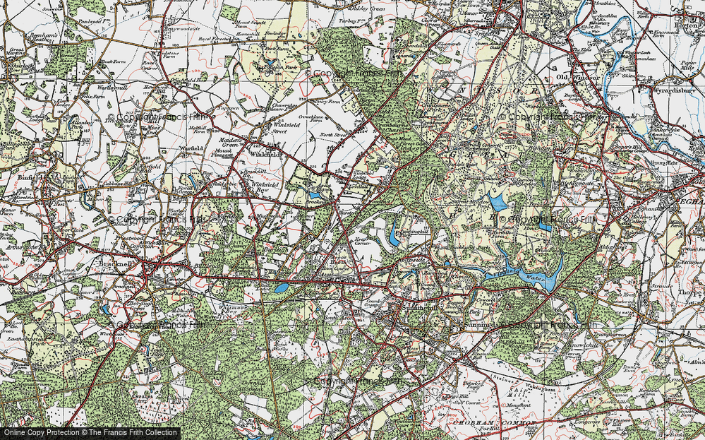 Old Map of Historic Map covering Ascot Heath in 1920