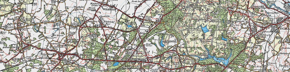 Old map of Ascot Heath in 1920