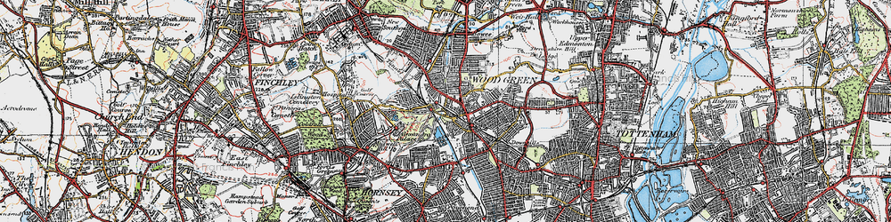 Old map of Wood Green in 1920