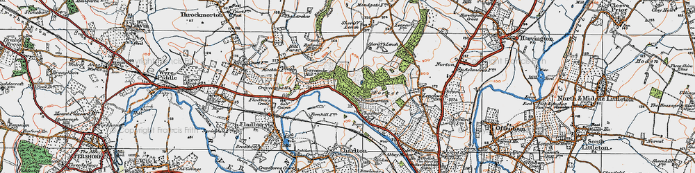 Old map of Wood Norton in 1919