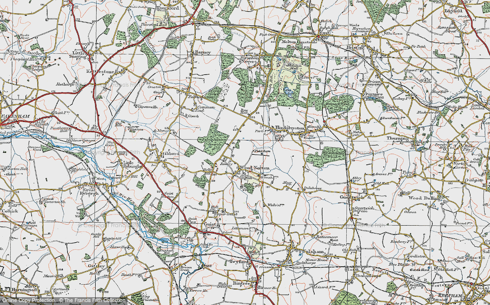 Old Map of Wood Norton, 1921 in 1921