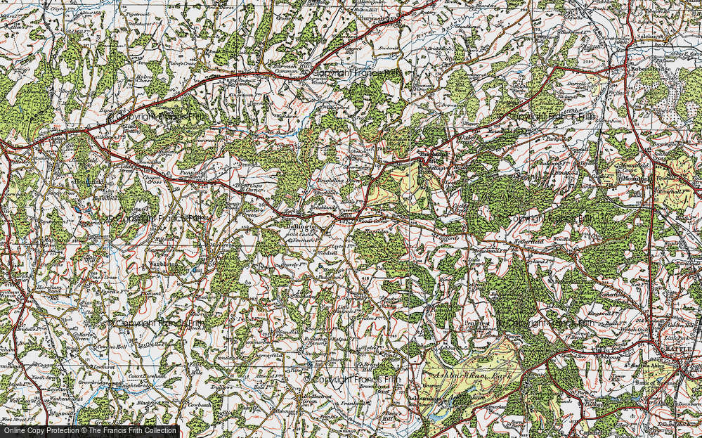 Old Map of Historic Map covering Brightling Down in 1920