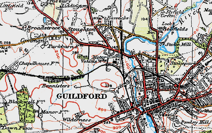 Old map of Woodbridge Hill in 1920