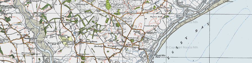 Old map of Woodbridge Walk in 1921
