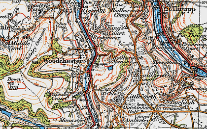 Old map of Woodchester in 1919