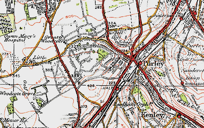 Old map of Woodcote in 1920