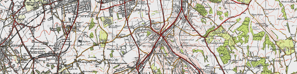 Old map of Woodcote in 1920