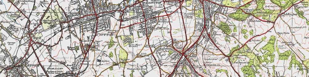 Old map of Woodcote Green in 1920