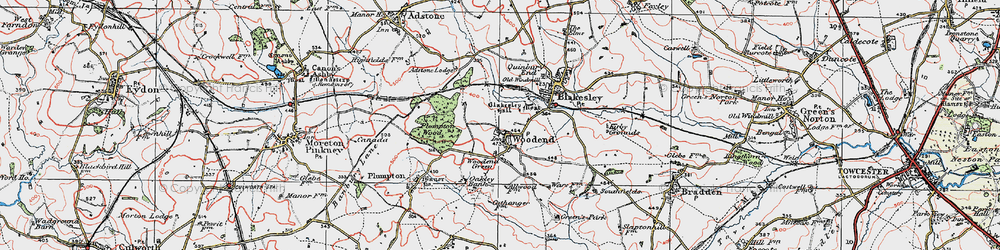 Old map of Woodend in 1919